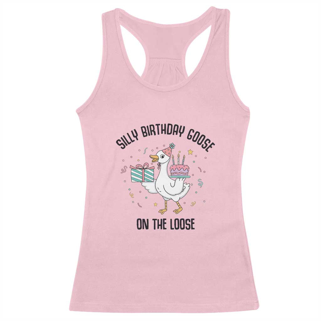 Funny Silly Goose On The Loose Racerback Tank Top Birthday Party Gift TS12 Light Pink Print Your Wear