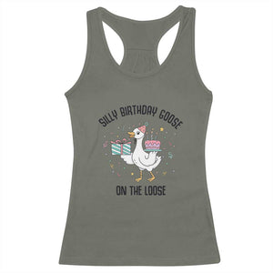 Funny Silly Goose On The Loose Racerback Tank Top Birthday Party Gift TS12 Military Green Print Your Wear