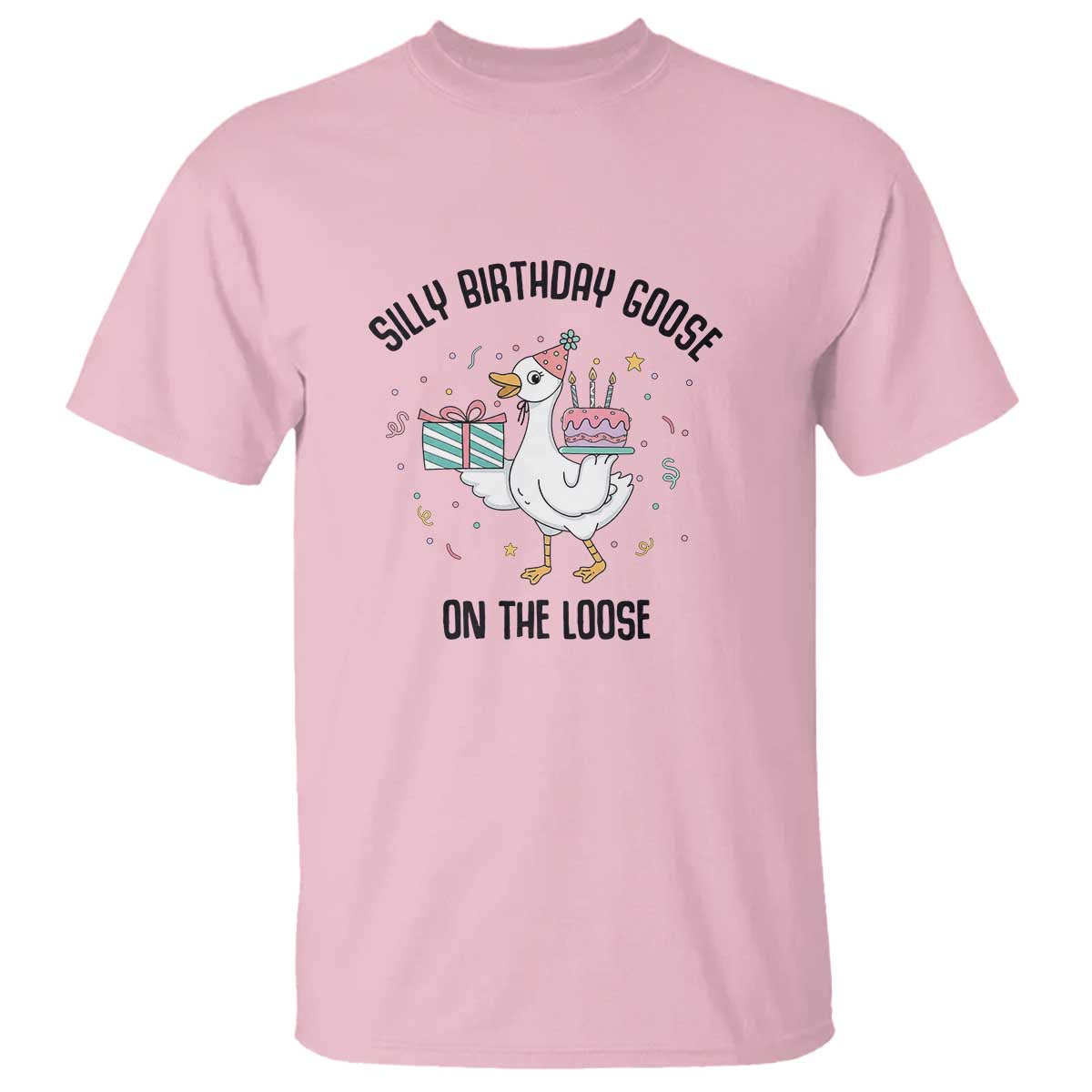 Funny Silly Goose On The Loose T Shirt Birthday Party Gift TS12 Light Pink Print Your Wear