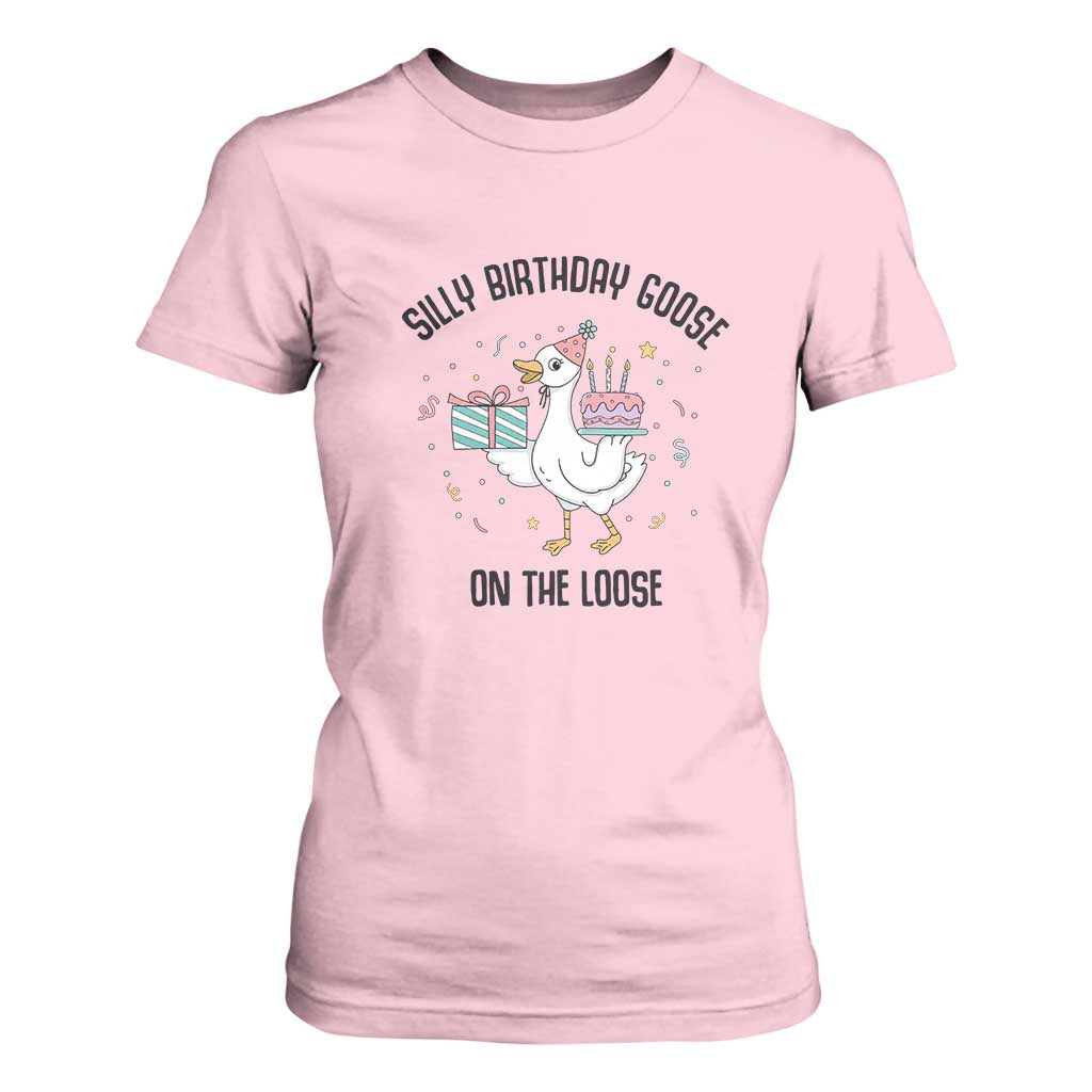 Funny Silly Goose On The Loose T Shirt For Women Birthday Party Gift TS12 Light Pink Print Your Wear