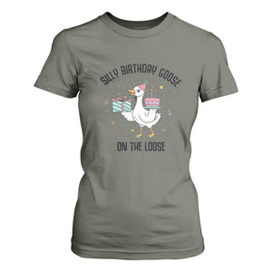 Funny Silly Goose On The Loose T Shirt For Women Birthday Party Gift TS12 Military Green Print Your Wear