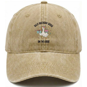 Funny Silly Goose On The Loose Washed Cotton Baseball Cap Birthday Party Gift