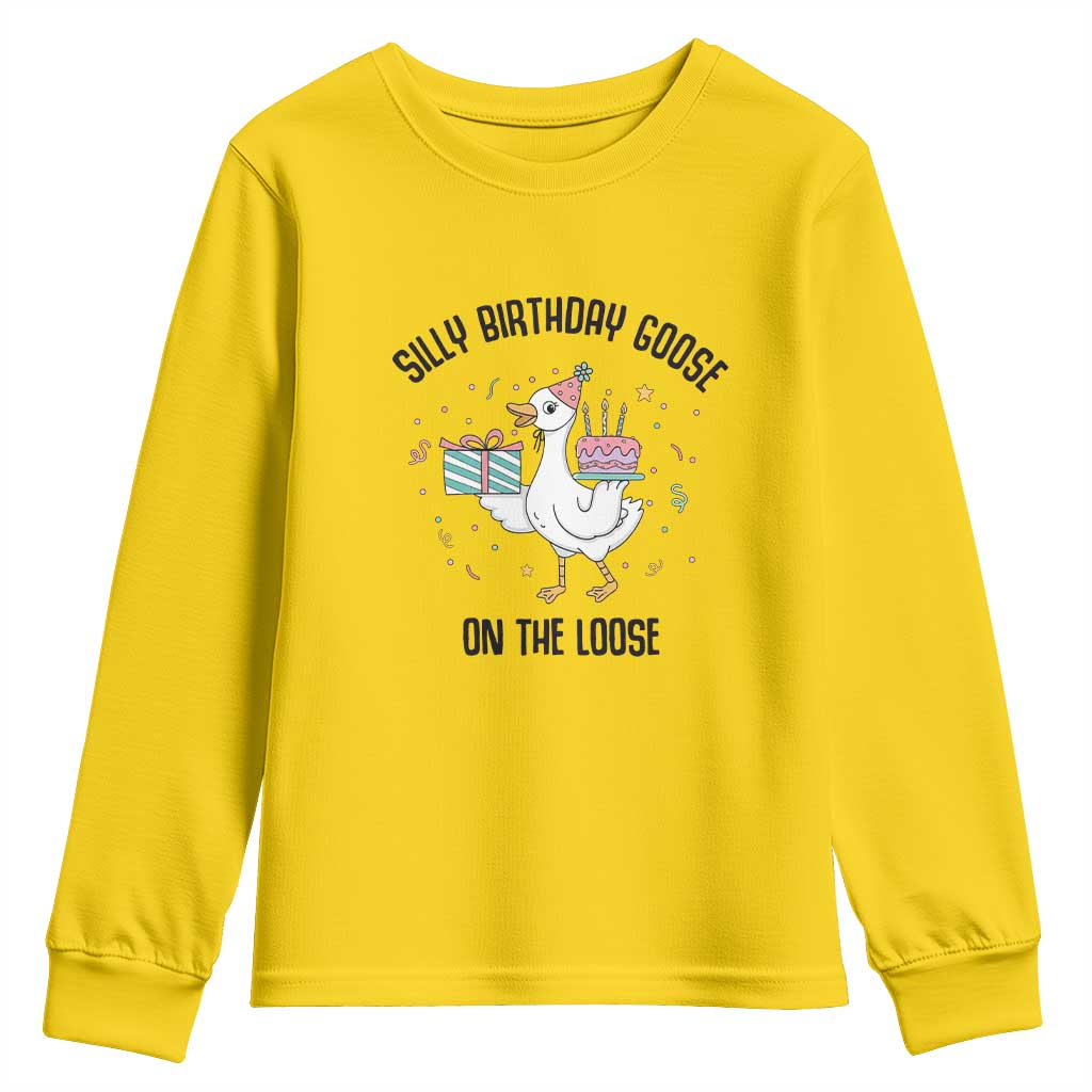 Funny Silly Goose On The Loose Youth Sweatshirt Birthday Party Gift TS12 Daisy Print Your Wear