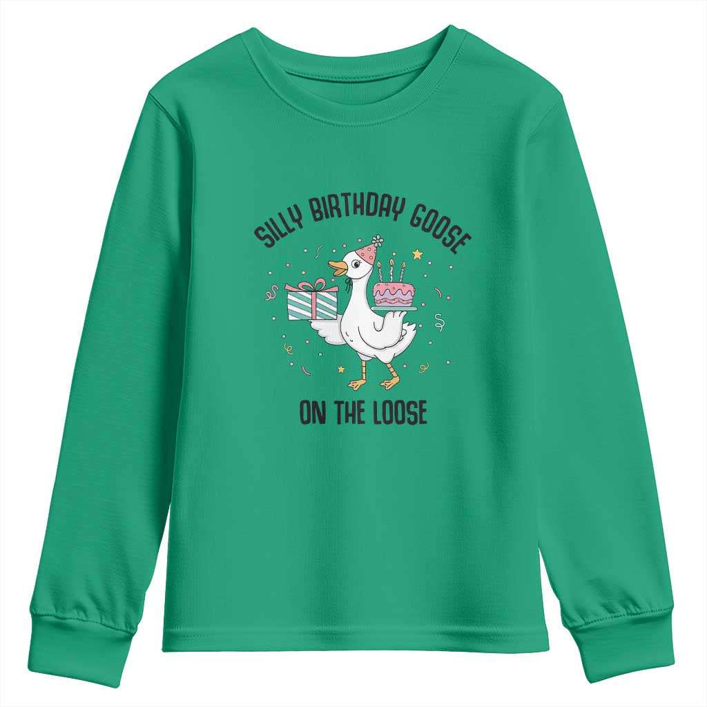 Funny Silly Goose On The Loose Youth Sweatshirt Birthday Party Gift TS12 Irish Green Print Your Wear