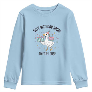 Funny Silly Goose On The Loose Youth Sweatshirt Birthday Party Gift TS12 Light Blue Print Your Wear