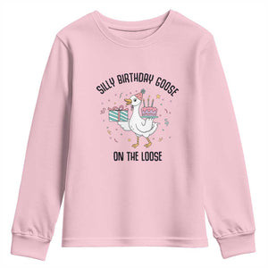 Funny Silly Goose On The Loose Youth Sweatshirt Birthday Party Gift TS12 Light Pink Print Your Wear