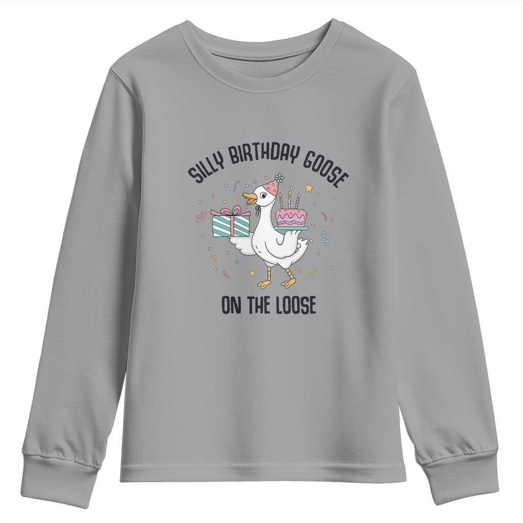 Funny Silly Goose On The Loose Youth Sweatshirt Birthday Party Gift TS12 Sport Gray Print Your Wear
