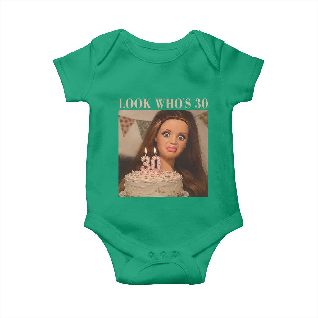 Look Who's 30 Baby Onesie Funny Birthday Doll Face Meme