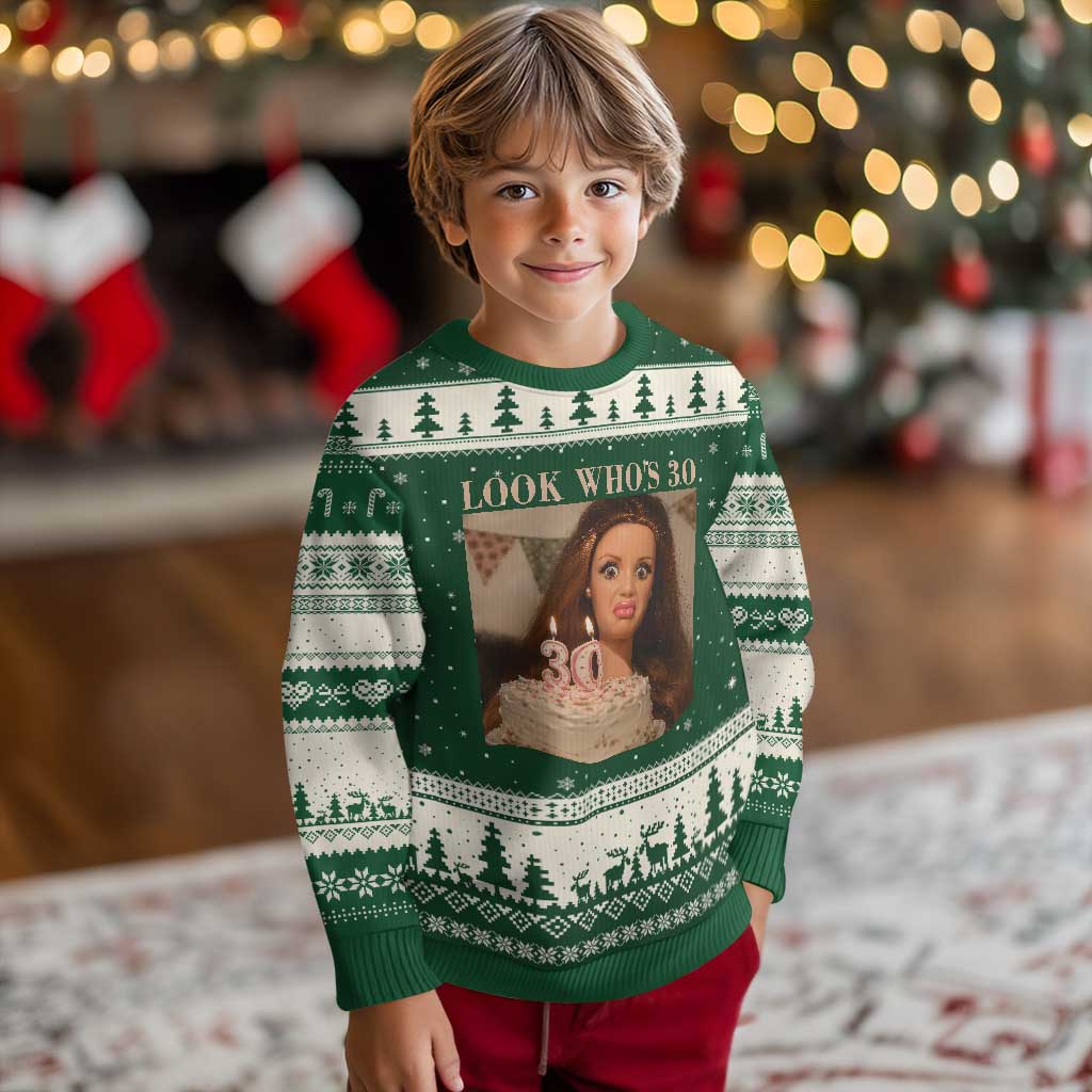 Look Who's 30 Ugly Christmas Sweater Funny Birthday Doll Face Meme