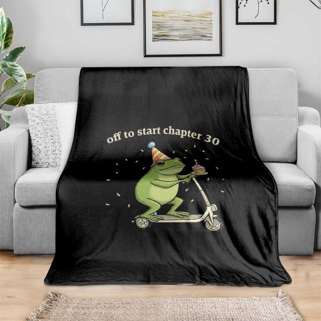 Off To Start Chapter 30 Throw Blanket Funny Frog Scooter 30th Birthday Gift