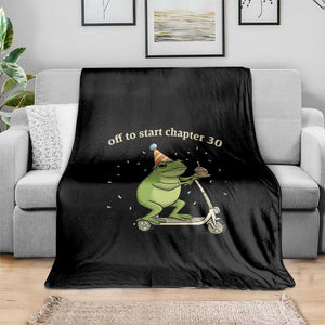 Off To Start Chapter 30 Throw Blanket Funny Frog Scooter 30th Birthday Gift
