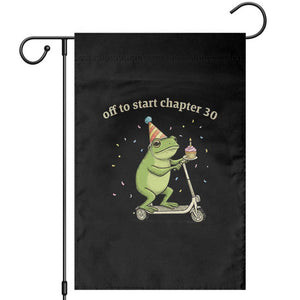 Off To Start Chapter 30 Garden Flag Funny Frog Scooter 30th Birthday Gift