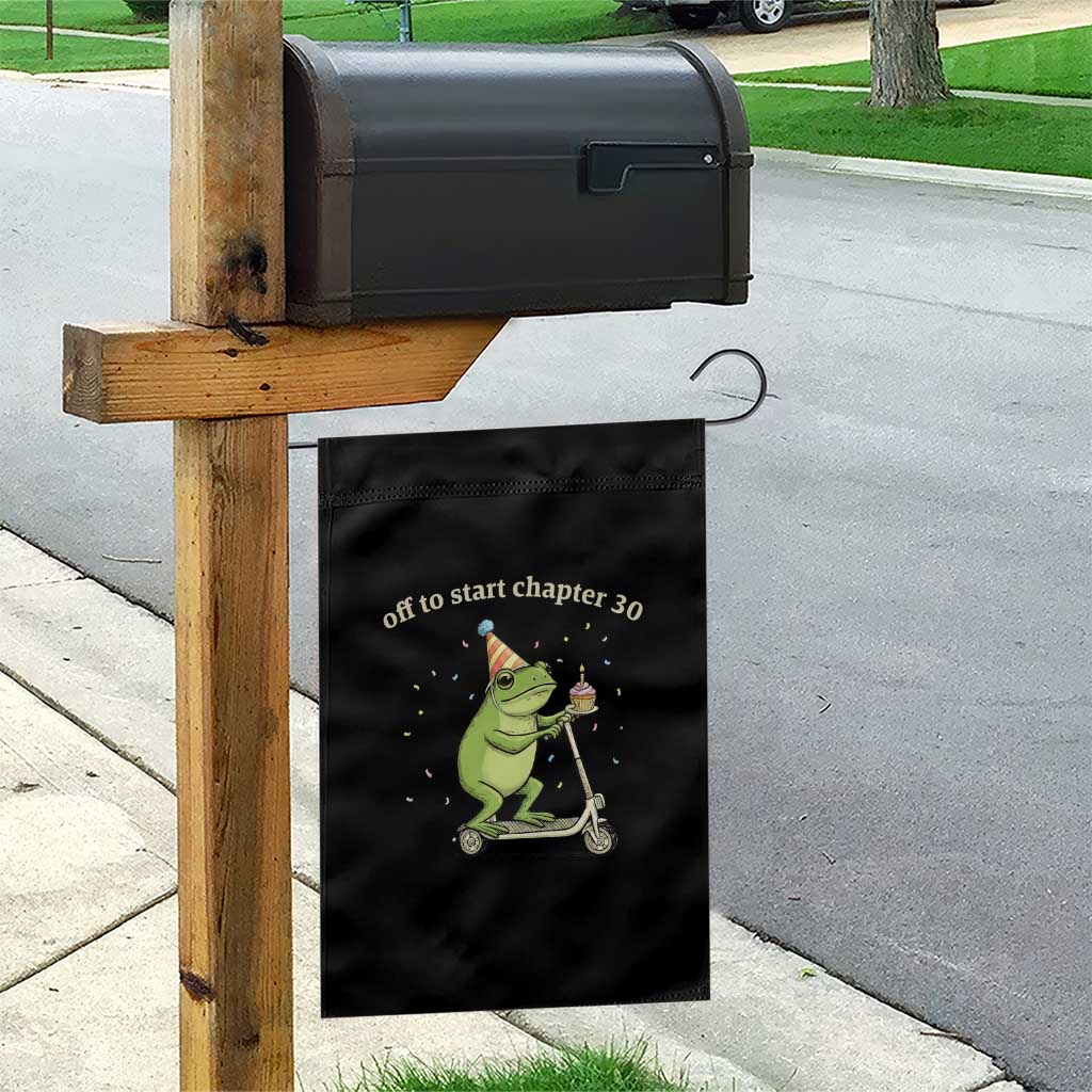 Off To Start Chapter 30 Garden Flag Funny Frog Scooter 30th Birthday Gift