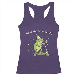 Off To Start Chapter 30 Racerback Tank Top Funny Frog Scooter 30th Birthday Gift
