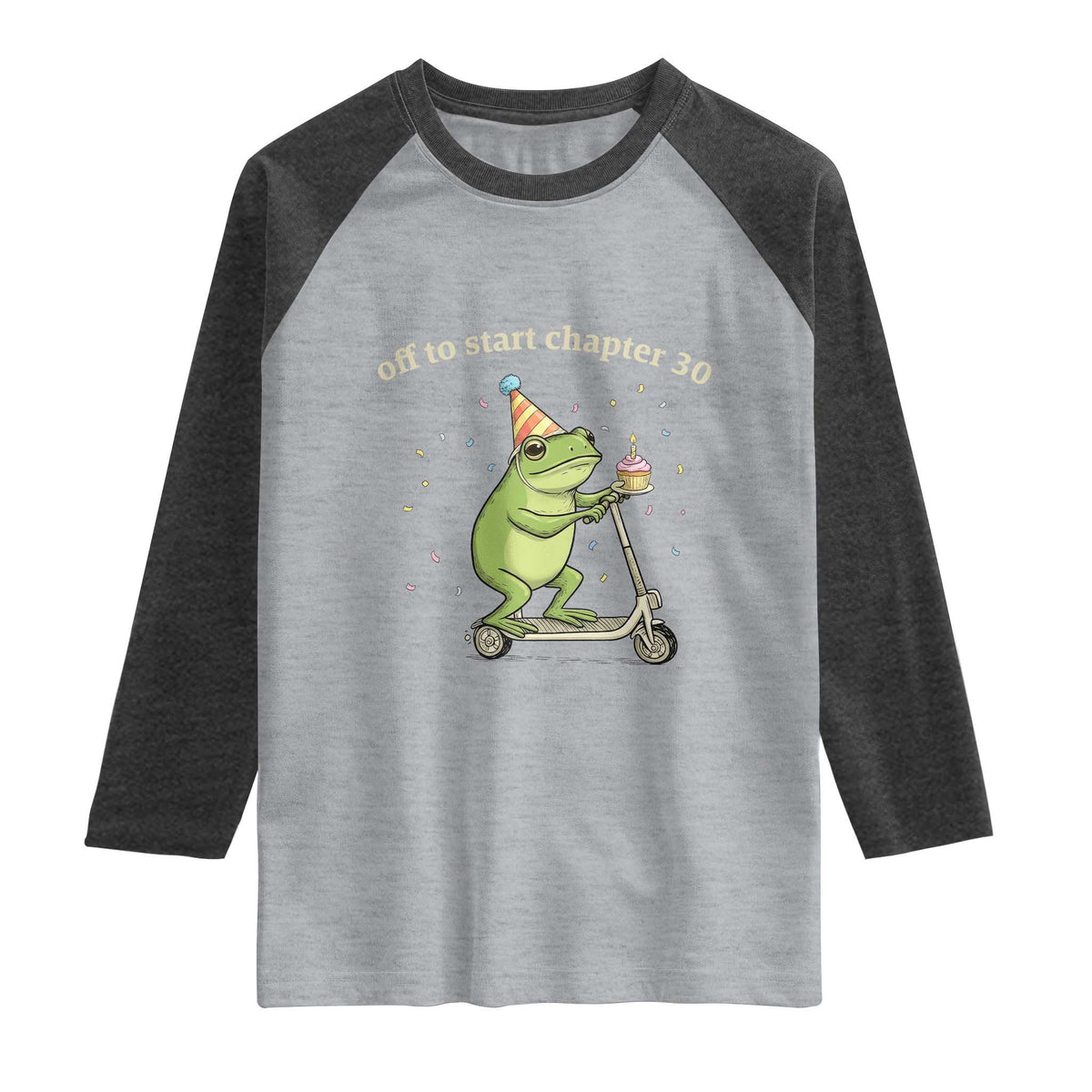 Off To Start Chapter 30 Raglan Shirt Funny Frog Scooter 30th Birthday Gift