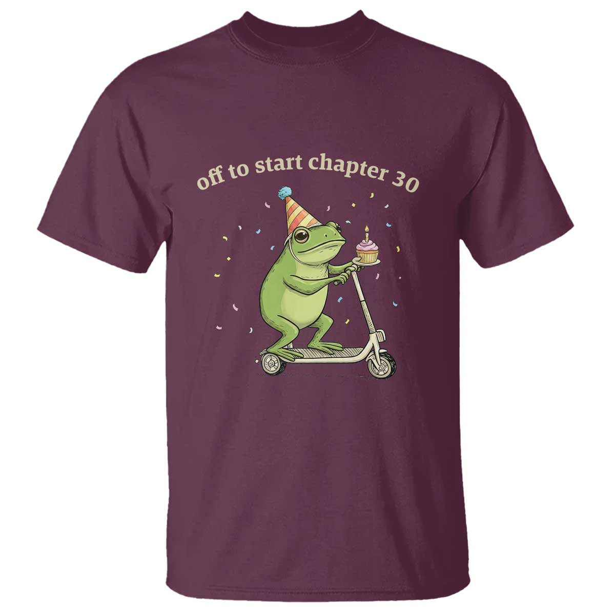 Off To Start Chapter 30 T Shirt Funny Frog Scooter 30th Birthday Gift