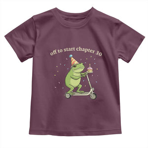 Off To Start Chapter 30 Toddler T Shirt Funny Frog Scooter 30th Birthday Gift