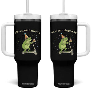 Off To Start Chapter 30 Tumbler With Handle Funny Frog Scooter 30th Birthday Gift