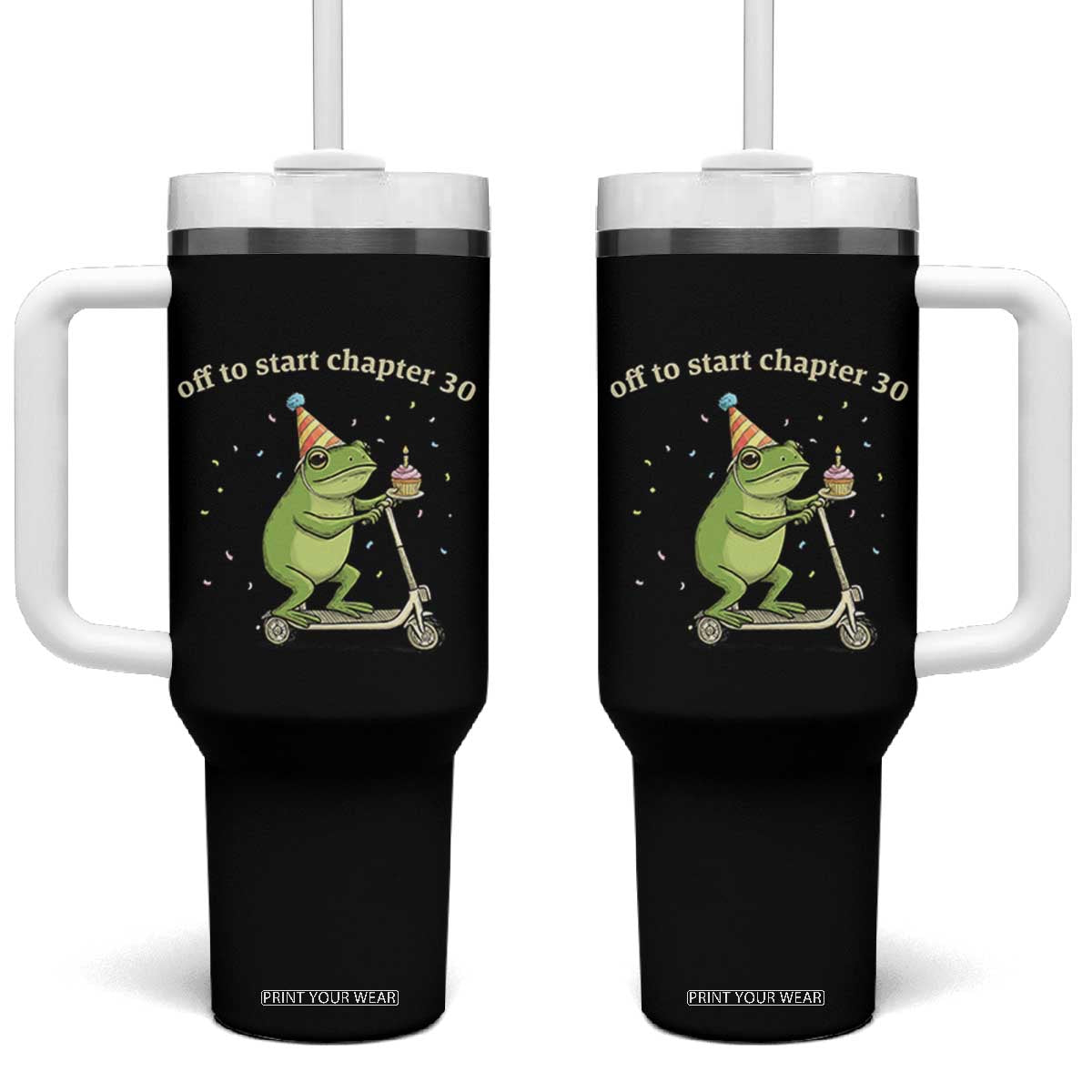 Off To Start Chapter 30 Tumbler With Handle Funny Frog Scooter 30th Birthday Gift TS12 One Size: 40 oz Black Print Your Wear