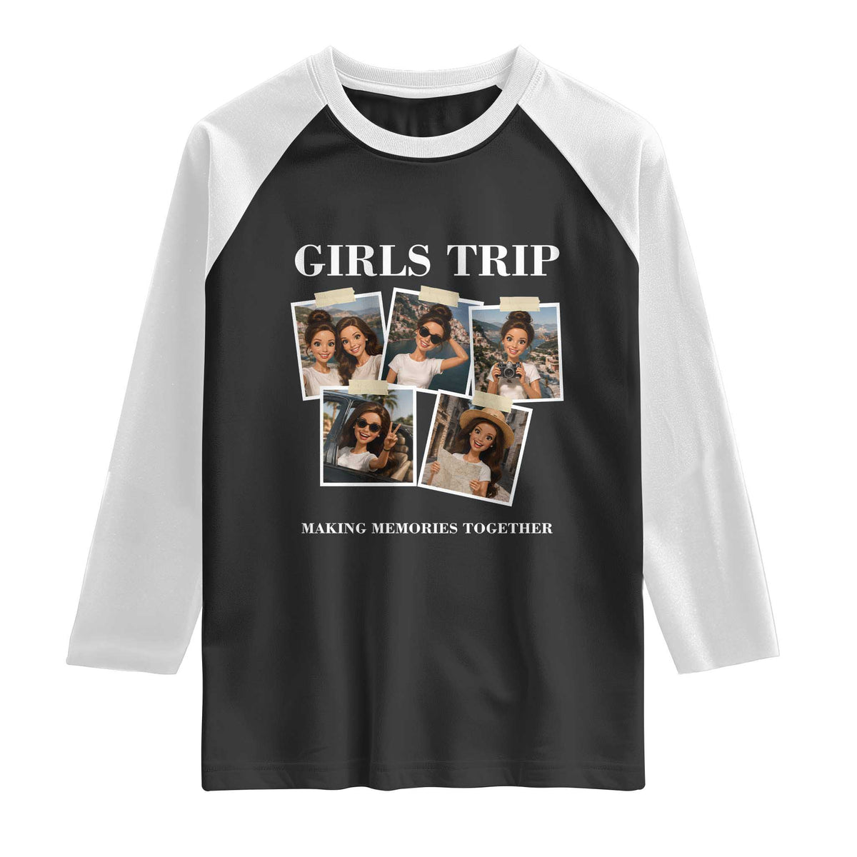 Funny Doll Face Meme Girls Trip Raglan Shirt Travel Squad Bestie Gift