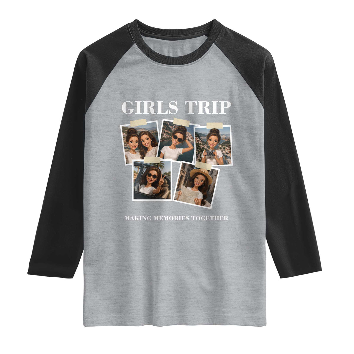 Funny Doll Face Meme Girls Trip Raglan Shirt Travel Squad Bestie Gift