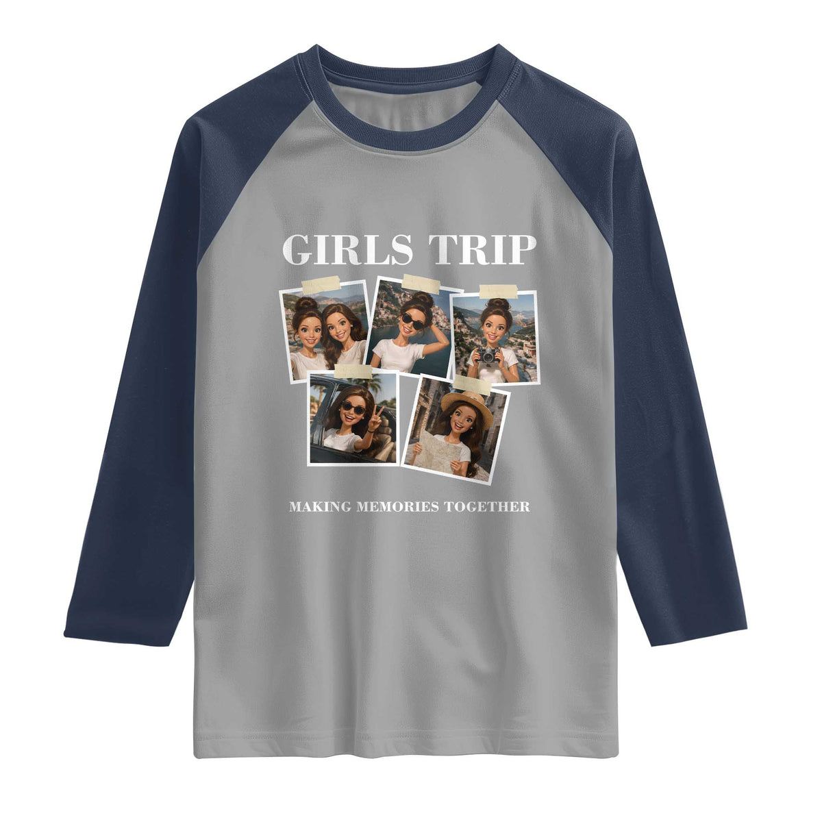 Funny Doll Face Meme Girls Trip Raglan Shirt Travel Squad Bestie Gift