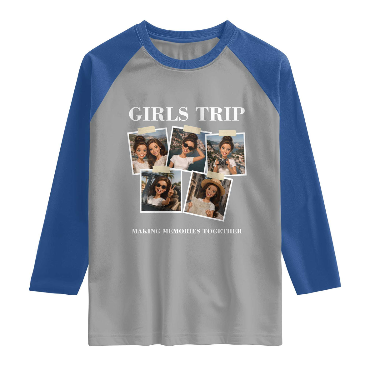 Funny Doll Face Meme Girls Trip Raglan Shirt Travel Squad Bestie Gift
