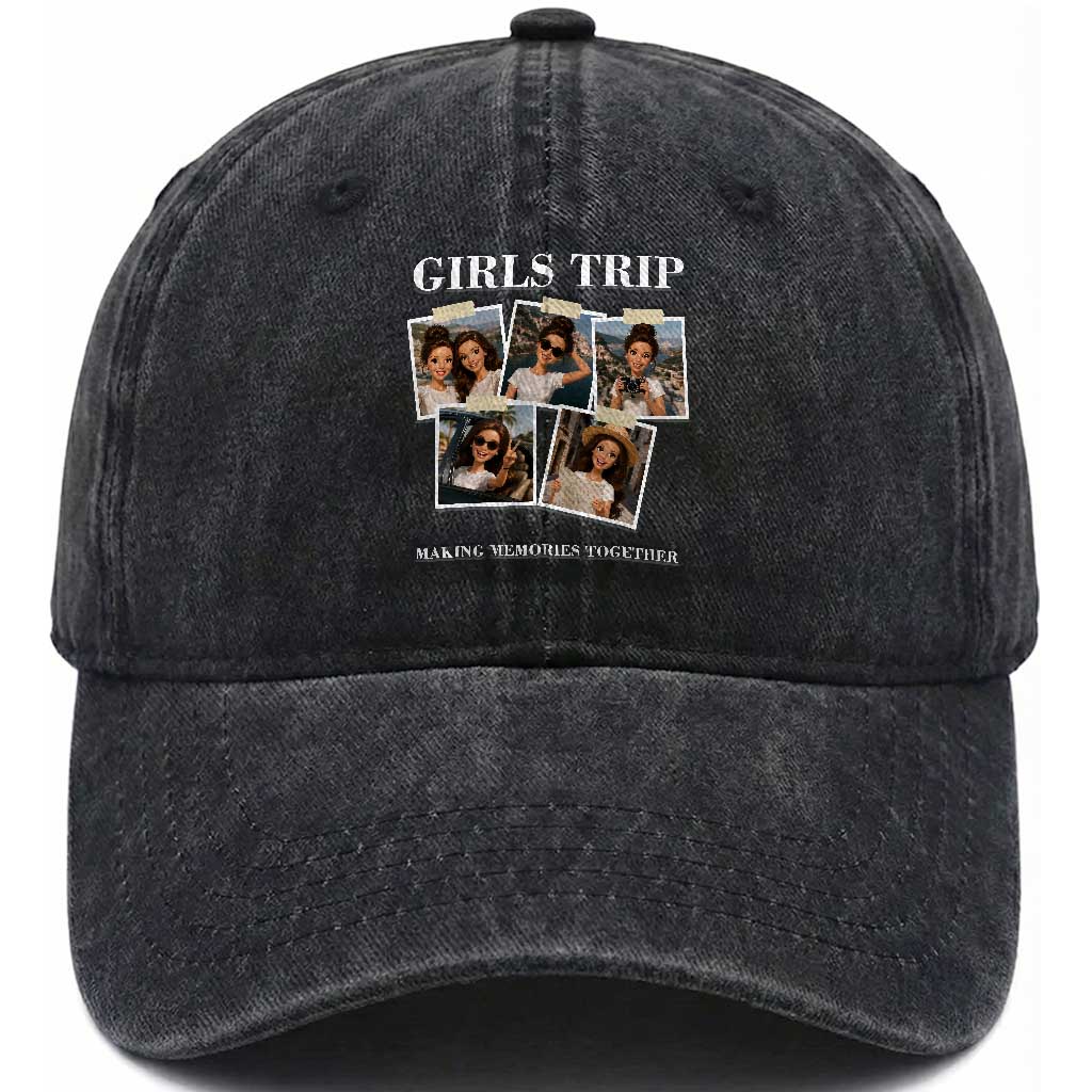 Funny Doll Face Meme Girls Trip Washed Cotton Baseball Cap Travel Squad Bestie Gift TS12 Print Your Wear