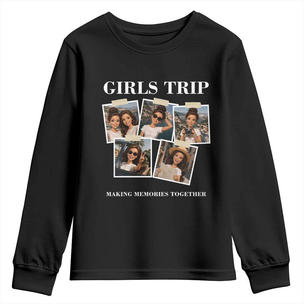 Funny Doll Face Meme Girls Trip Youth Sweatshirt Travel Squad Bestie Gift TS12 Black Print Your Wear