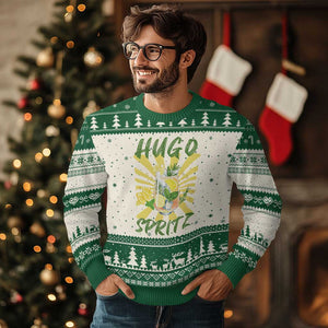 Hugo Spritz Ugly Christmas Sweater Funny Tropical Cocktail Vacation