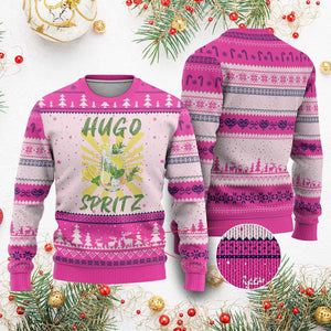 Hugo Spritz Ugly Christmas Sweater Funny Tropical Cocktail Vacation
