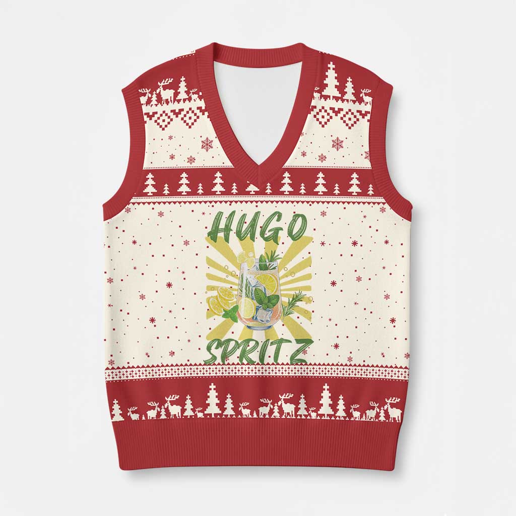 Hugo Spritz V-Neck Knit Sweater Vest Funny Tropical Cocktail Vacation TS12 Beige Red Print Your Wear