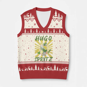 Hugo Spritz V-Neck Knit Sweater Vest Funny Tropical Cocktail Vacation TS12 Beige Red Print Your Wear