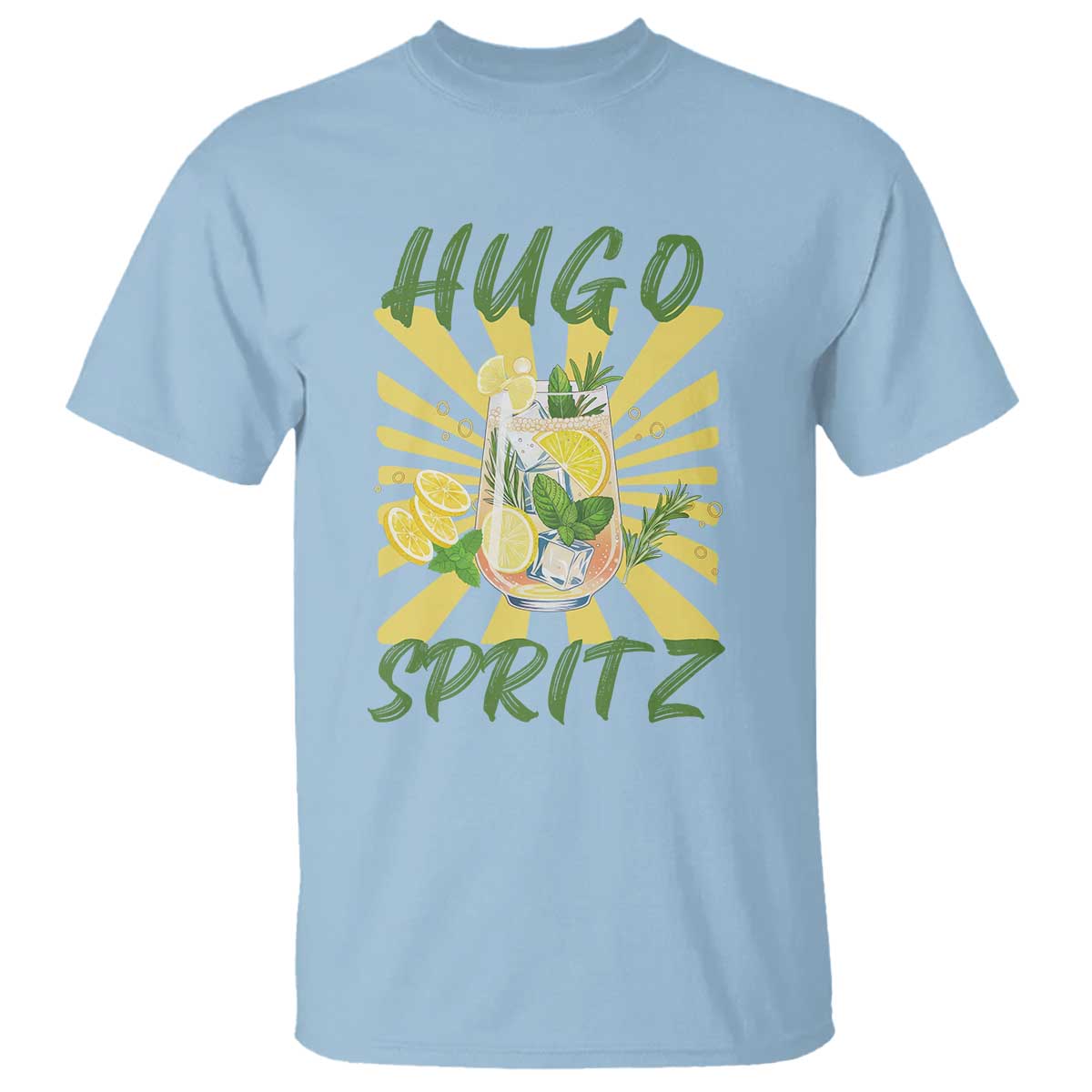 Hugo Spritz T Shirt Funny Tropical Cocktail Vacation TS12 Light Blue Print Your Wear