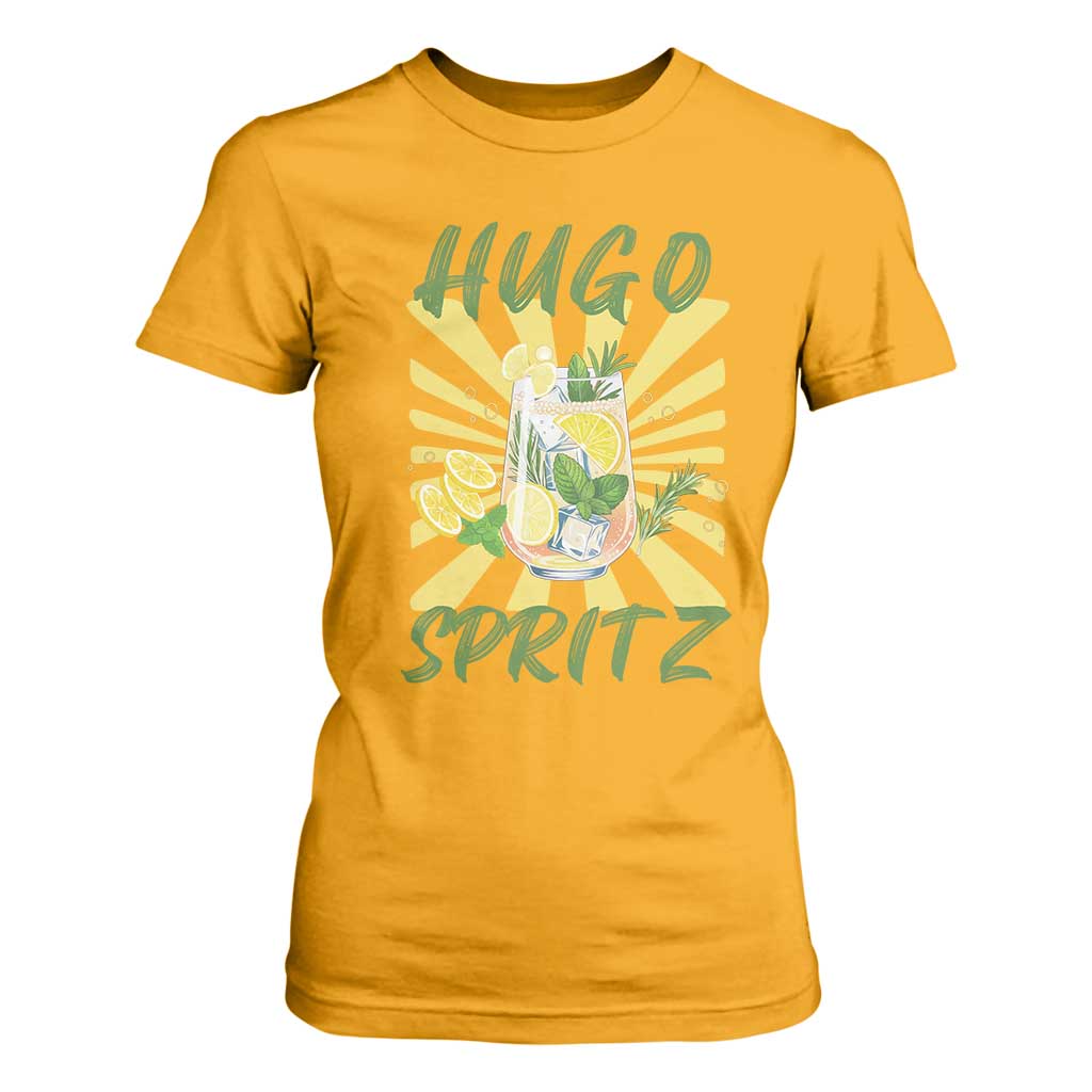 Hugo Spritz T Shirt For Women Funny Tropical Cocktail Vacation TS12 Gold Print Your Wear