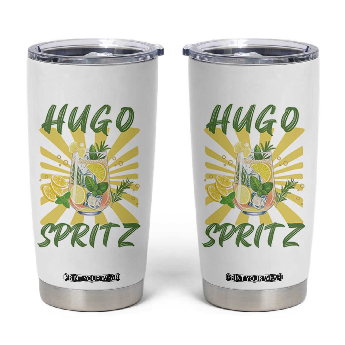 Hugo Spritz Tumbler Cup Funny Tropical Cocktail Vacation TS12 White Print Your Wear