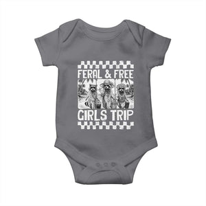 Funny Raccoon Girls Trip Travel Baby Onesie Feral And Free TS12 Charcoal Print Your Wear