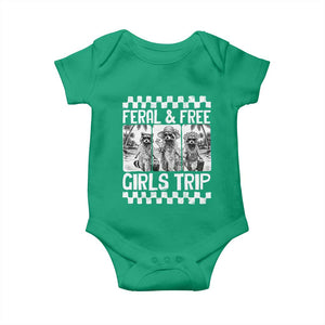 Funny Raccoon Girls Trip Travel Baby Onesie Feral And Free TS12 Irish Green Print Your Wear