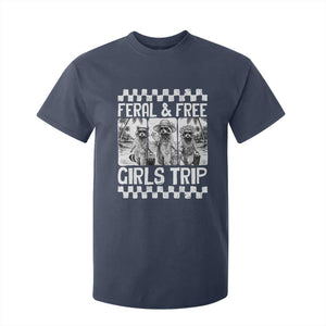 Funny Raccoon Girls Trip Travel T Shirt For Kid Feral And Free TS12 Navy Print Your Wear
