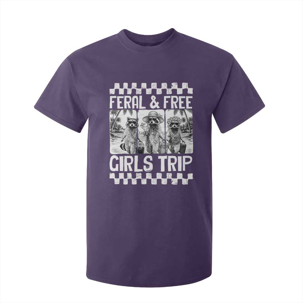 Funny Raccoon Girls Trip Travel T Shirt For Kid Feral And Free TS12 Purple Print Your Wear