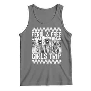 Funny Raccoon Girls Trip Travel Tank Top Feral And Free TS12 Black Heather Print Your Wear