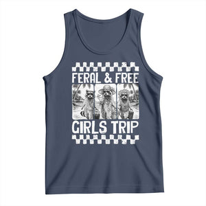 Funny Raccoon Girls Trip Travel Tank Top Feral And Free TS12 Navy Print Your Wear