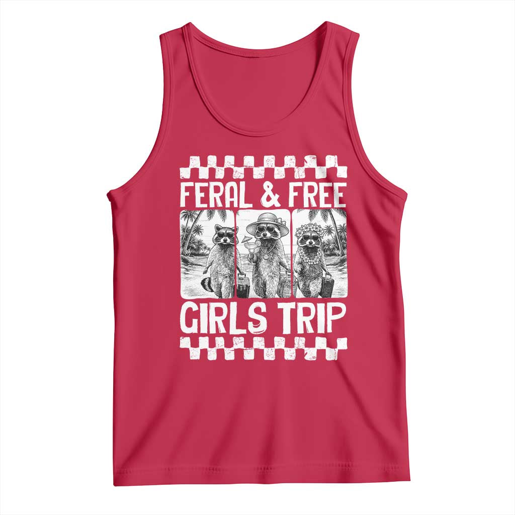 Funny Raccoon Girls Trip Travel Tank Top Feral And Free TS12 Red Print Your Wear
