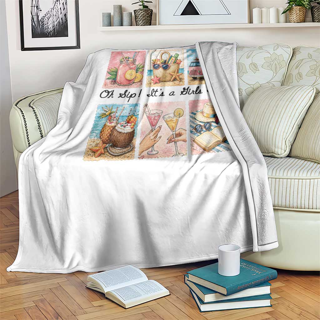 Oh Sip It Is A Girls Trip Throw Blanket Beach Trip Best Friends Gift TS12 Print Your Wear