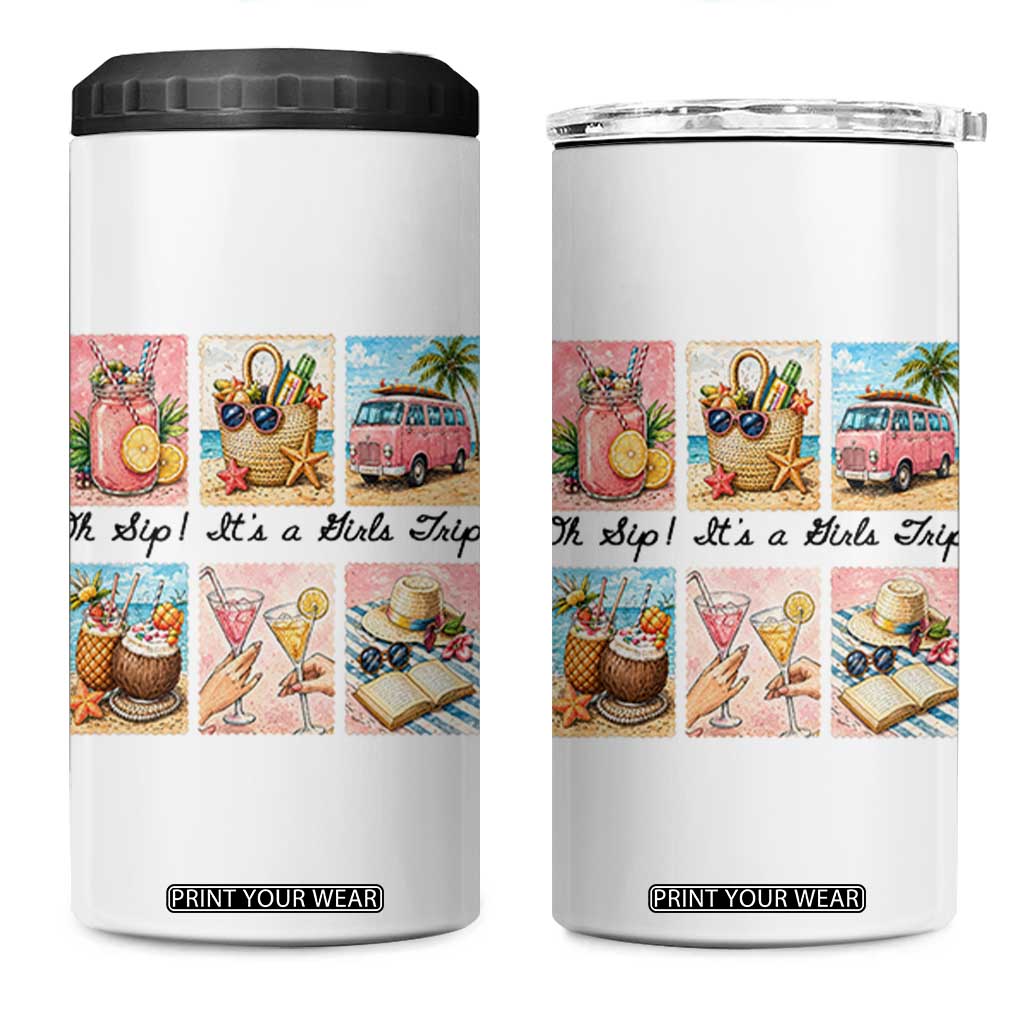 Oh Sip It Is A Girls Trip 4 in 1 Can Cooler Tumbler Beach Trip Best Friends Gift TS12 One Size: 16 oz White Print Your Wear