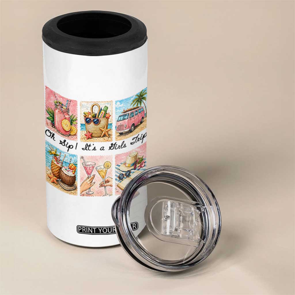 Oh Sip It Is A Girls Trip 4 in 1 Can Cooler Tumbler Beach Trip Best Friends Gift TS12 Print Your Wear