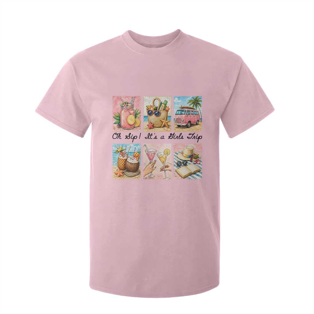 Oh Sip It Is A Girls Trip T Shirt For Kid Beach Trip Best Friends Gift TS12 Light Pink Print Your Wear