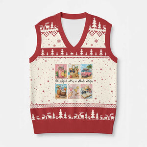 Oh Sip It Is A Girls Trip V-Neck Knit Sweater Vest Beach Trip Best Friends Gift TS12 Beige Red Print Your Wear
