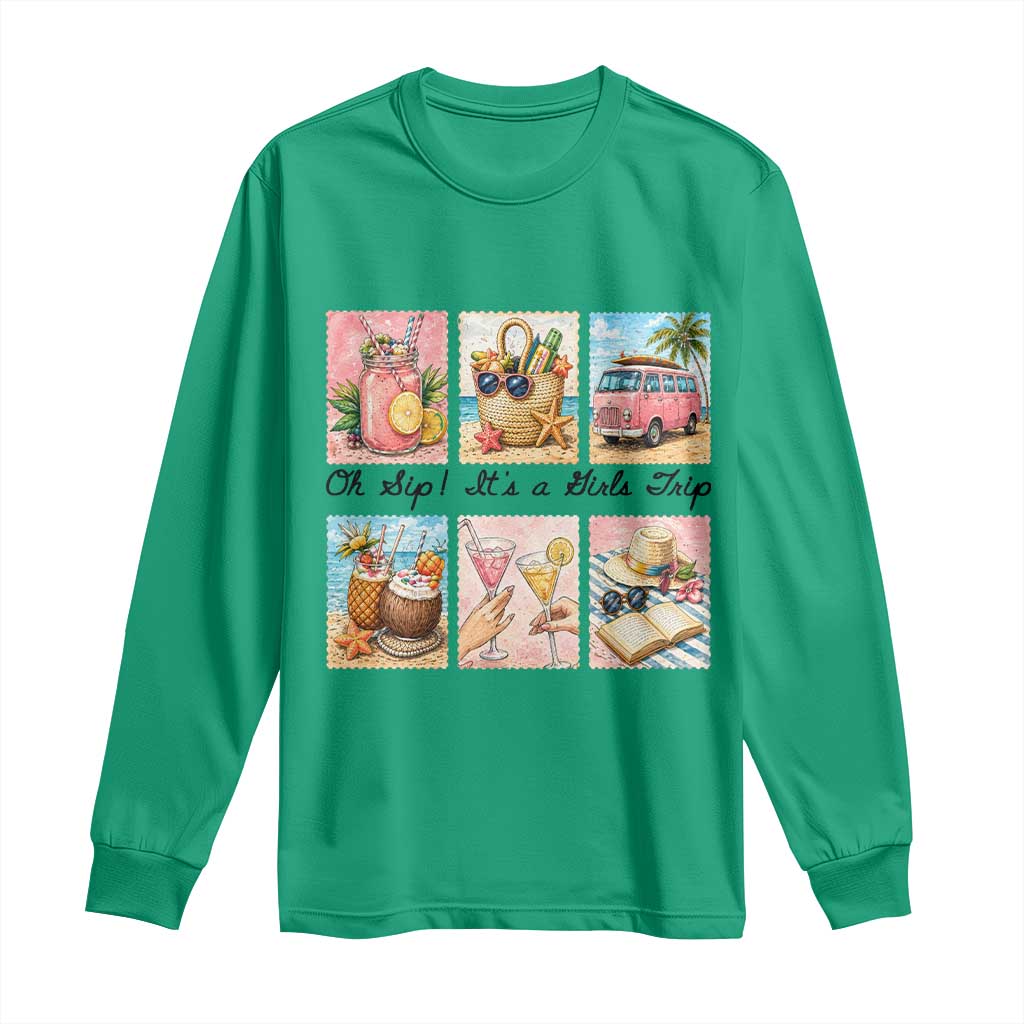 Oh Sip It Is A Girls Trip Long Sleeve Shirt Beach Trip Best Friends Gift TS12 Irish Green Print Your Wear