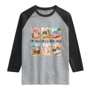Oh Sip It Is A Girls Trip Raglan Shirt Beach Trip Best Friends Gift TS12 Heather Gray Black Print Your Wear